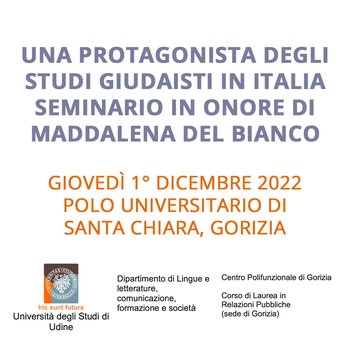 Una protagonista degli studi giudaisti in Italia: seminario in onore di Maddalena Del Bianco
