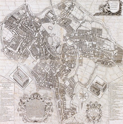 Pianta di Udine edita da Giovanni Antonio de Gironcoli (Parigi, 1728)
