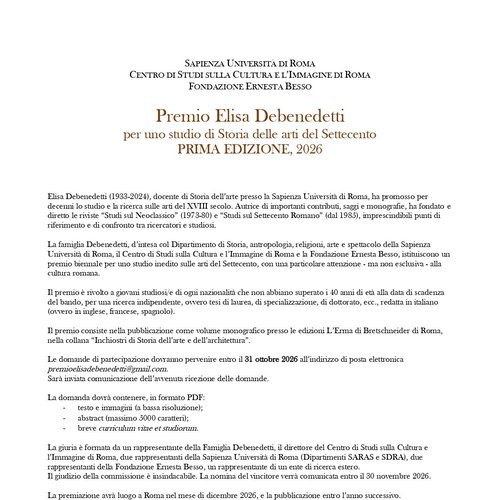 Immagine Premio Elisa Debenedetti