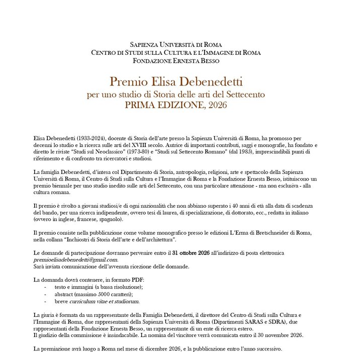 Immagine Premio Elisa Debenedetti