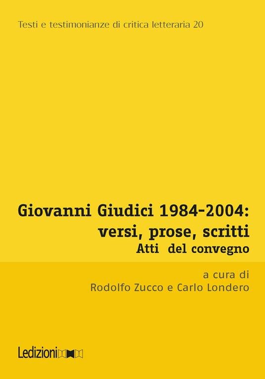 Immagine libro Giovanni Giudici 1984-2004
